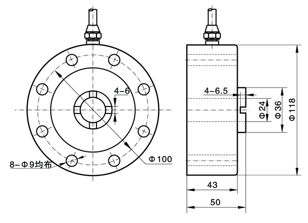 HDW207C轮幅式测力传感器尺寸 HDW207C轮幅式测力传感器尺寸
